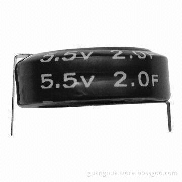 Ultra Capacitor, 5.5V DC Voltage, 2.0F Nominal Capacity, Measures 20.2 x 7.0mm